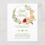 Papier BABY SHOWER BUDGET Bourgogne Floral Wreath Invitat (Devant)