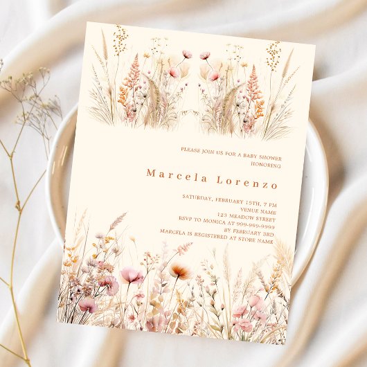 Papier Baby shower budget de pêche à la crème fleur sauva