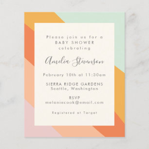 Papier Baby shower Budget Invitation Rétro - Bandes estiv
