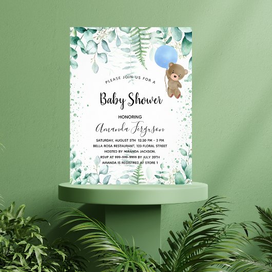 Papier Baby shower budget jeune garçon eucalyptus invitat