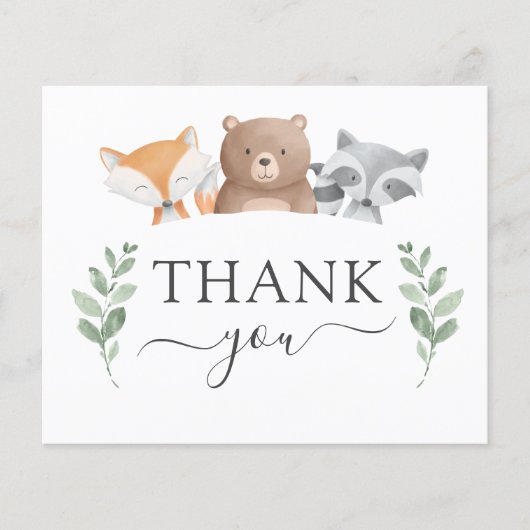 Papier Baby Shower Budget Merci Bois et Feuillage (Devant)