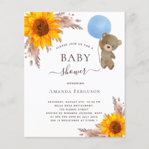 Papier Baby shower budget pampas tournesol ours garcon