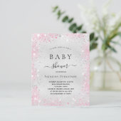 Papier Baby shower budget photo rose argent (Debout devant)