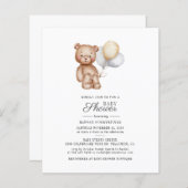 Papier Baby shower Budget Script Ballons d'ours Invitatio (Devant / Derrière)
