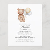 Papier Baby shower Budget Script Ballons d'ours Invitatio (Devant)