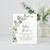 Papier Baby shower Budget Vert Eucalyptus Invitations (Debout devant)
