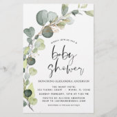 Papier Baby shower Budget Vert Eucalyptus Invitations (Devant)