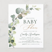 Papier Baby shower Budget Vert Eucalyptus Invitations (Devant)