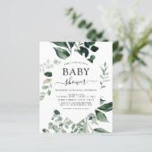 Papier Baby shower Budget vert Invitation botanique (Debout devant)