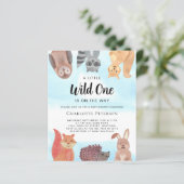 Papier Baby shower Budget Wild One Animals Invitation (Debout devant)