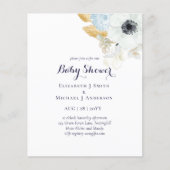 Papier BABY SHOWER BUDGÉTAIRE Anémon Bleu (Devant)