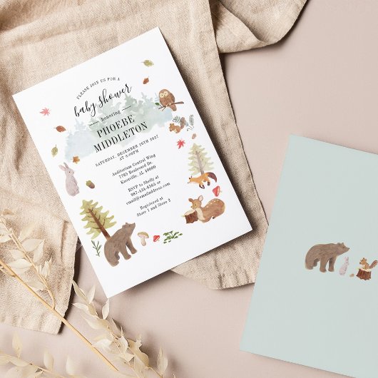 Papier Baby shower budgétaire Animaux de bois Invitation