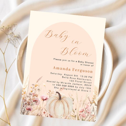 Papier Baby shower budgétaire citrouille fleur sauvage ar