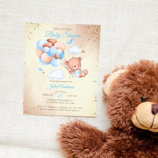 Papier Baby shower budgétaire en peluche avec ballons bud