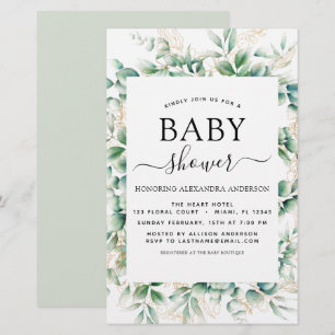 Papier Baby shower budgétaire Eucalyptus Botanique Géomét
