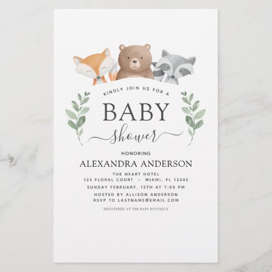Papier Baby shower budgétaire Eucalyptus des bois (Devant)