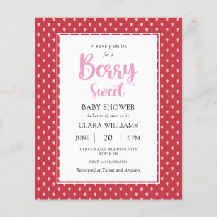 Papier Baby shower budgétaire fraise Invitation