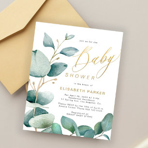 Papier Baby shower budgétaire invitation à la verdure euc