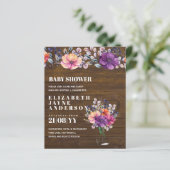 Papier BABY SHOWER BUDGÉTAIRE Invitation Floral violet or (Debout devant)