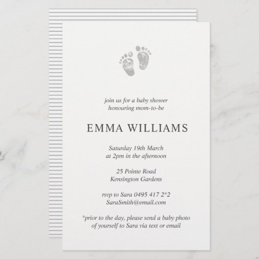Papier Baby shower budgétaire Invitation Gris Empreinte (Devant / Derrière)