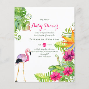 Papier BABY SHOWER BUDGÉTAIRE Invitation Thème Flamant ro