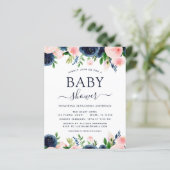 Papier Baby shower budgétaire Invitations florales rose b (Debout devant)