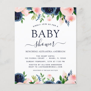 Papier Baby shower budgétaire Invitations florales rose b