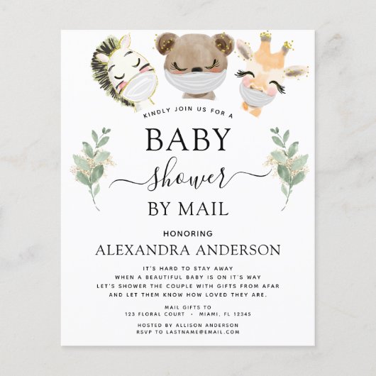Papier Baby shower Budgétaire Par Mail Woodland Invitatio (Devant)