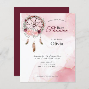 Papier Baby shower budgétaire Pink Rustic Dream Catcher