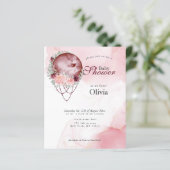 Papier Baby shower budgétaire Pleine lune rustique rose (Debout devant)