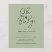 Papier Baby shower budgétaire Script moderne Sage vert In (Devant)