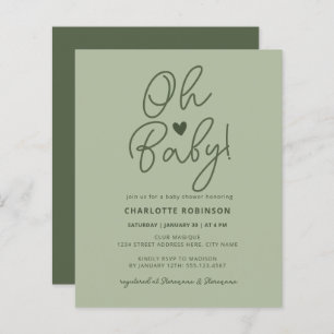 Papier Baby shower budgétaire Script moderne Sage vert In