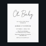 Papier Baby shower budgétaire simple et moderne Invitatio<br><div class="desc">Baby shower moderne noir et blanc budget invitation avec un design simple avec "Oh Baby" dans un style rustique typographie script. Cette élégante invitation sans distinction de genre avec un agencement minimaliste est idéale que vous ayez un garçon ou une fille.</div>