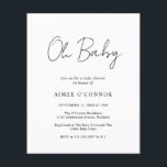Papier Baby shower budgétaire simple et moderne Invitatio<br><div class="desc">Baby shower moderne noir et blanc budget invitation avec un design simple avec "Oh Baby" dans un style rustique typographie script. Cette élégante invitation sans distinction de genre avec un agencement minimaliste est idéale que vous ayez un garçon ou une fille.</div>