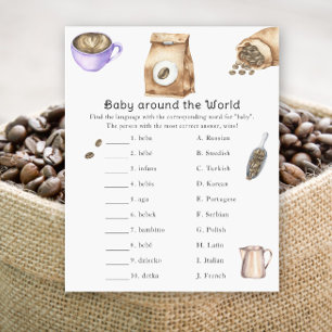 Papier Baby shower café - Baby autour du monde jeu