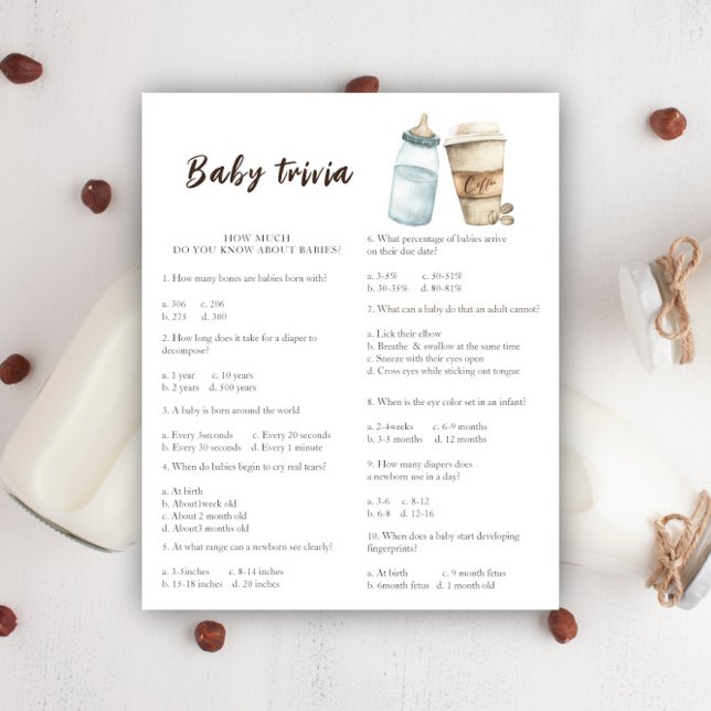 Papier Baby shower café - Baby Trivia Jeu (Créateur téléchargé)