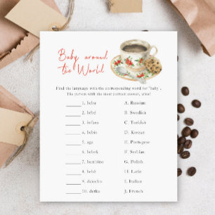 Papier Baby shower café - Jeu bébé autour du monde