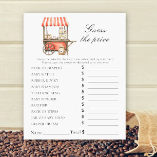 Papier Baby shower café - Jeu de devinette de prix
