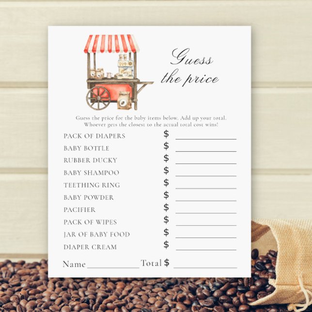 Papier Baby shower café - Jeu de devinette de prix (Créateur téléchargé)