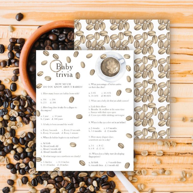 Papier Baby shower café - Jeu de trivia pour bébé (Créateur téléchargé)