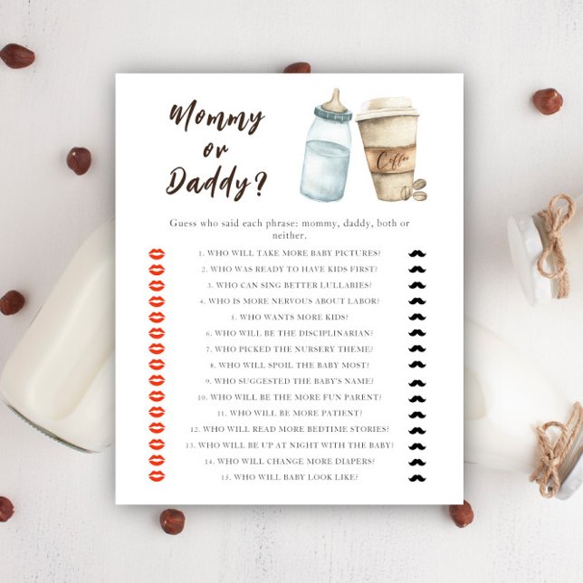 Papier Baby shower café - jeu maman ou papa (Créateur téléchargé)