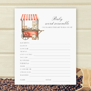 Papier Baby shower café - Mots mêlés pour bébé