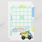 Papier Baby shower Camions de construction Bingo (Devant / Derrière)