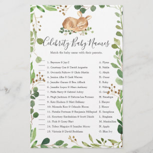 Papier Baby shower cerf célébrité Noms des bébés