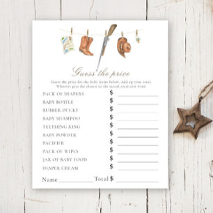 Papier Baby shower chasseur - Jeu de devinette de prix
