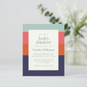 Papier Baby Shower Chic Bandes Bleues et Rouges sur Budge (Debout devant)