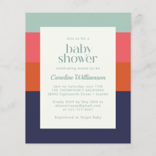 Papier Baby Shower Chic Bandes Bleues et Rouges sur Budge