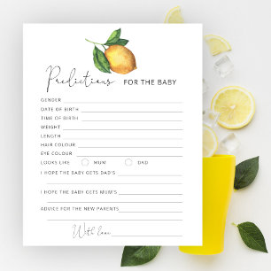 Papier Baby shower citron prédictions pour bébé