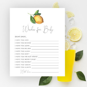 Papier Baby shower citron souhaits pour bébé