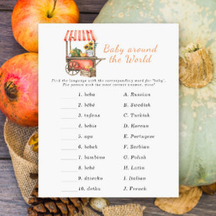 Papier baby shower citrouille - Bébé autour du monde jeu